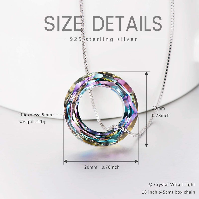 AOBOCO Circle Crystal Necklace 925 Sterling Silver Purple Crystal Pendant Necklace for Women with Austrian Crystal Jewelry for Women Christmas Birthday Holiday Gifts (Dia 0.78'' Circle Purple) - Image 5